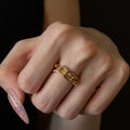 Zircon Letter Cross Double Layer Open Ring For Women view 1