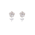 Elegant Zircon Rose Flower Studs With Silver Needle Luxury Floral Design Rhinestone Drop Earrings view 5