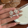 Elegant Zircon Rose Flower Studs With Silver Needle Luxury Floral Design Rhinestone Drop Earrings view 2