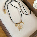 Minimalist Alloy Sun And Moon Pendant Necklace For Women, Light Luxury Geometric Collarbone Chain view 2