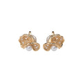 Sparkling Zircon Flower Butterfly Copper Clip-on Earrings For Women, Irregular Geometric OL Style view 5