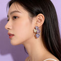 Elegant Korean Enamel Flower Drop Studs With Rhinestone Centers And Alloy Silver Needle Fashion Earrings view 2
