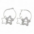 Elegant Silver Alloy Hoop Earrings With Rhinestone Star Charms, Minimalist Luxury Fashion Earrings view 5