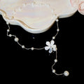 Old Money Floral Faux Pearl Beaded Necklace Korean Sweet Geometric Flower Collarbone Choker view 2