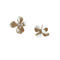 Fresh Gardenia Flower Faux Pearl Stud Earrings Light Luxury Sweet Floral Jewelry view 5