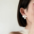 Fresh Gardenia Flower Faux Pearl Stud Earrings Light Luxury Sweet Floral Jewelry view 4