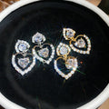 18K Gold Plated Copper Zircon Heart Stud Earrings With Silver Posts Light Luxury Oval Design view 2