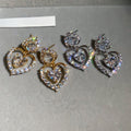 18K Gold Plated Copper Zircon Heart Stud Earrings With Silver Posts Light Luxury Oval Design view 4