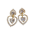18K Gold Plated Copper Zircon Heart Stud Earrings With Silver Posts Light Luxury Oval Design view 5