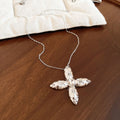 Korean Style Alloy Cross Pentagram Pendant Necklace, Old Money Light Luxury Geometric Collarbone Chain view 4