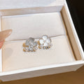 Alloy Rhinestone Enamel Flower Asymmetric Pearl Stud Earrings Cute Chic Design view 2