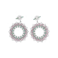 Light Luxury Court Style Round Faux Pearl Zircon Stud Earrings With Silver Pins view 5