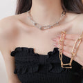 Light Luxury Old Money Alloy Crinkled Geometric Chain Collarbone Necklace For Women view 1