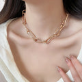 Light Luxury Old Money Alloy Crinkled Geometric Chain Collarbone Necklace For Women view 3