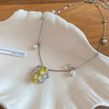 2026 Korean Light Luxury Copper Rabbit Flower Necklace With Colorful Sparkling Zircon Clavicle Chain view 2