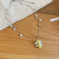 2026 Korean Light Luxury Copper Rabbit Flower Necklace With Colorful Sparkling Zircon Clavicle Chain view 4