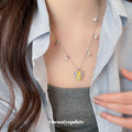 2026 Korean Light Luxury Copper Rabbit Flower Necklace With Colorful Sparkling Zircon Clavicle Chain view 1