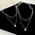 Copper Zircon Star Pearl Floral Necklace Summer Bohemian Vacation Collarbone Jewelry For Women view 4