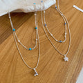 Copper Zircon Star Pearl Floral Necklace Summer Bohemian Vacation Collarbone Jewelry For Women view 2