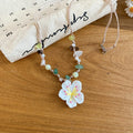 Summer Bohemian Resin Crystal Beaded Flower Choker Necklace For Vacation Style view 2