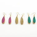 Gold Tone Long Teardrop Crystal Cluster Drop Earrings in Three Colors view 2