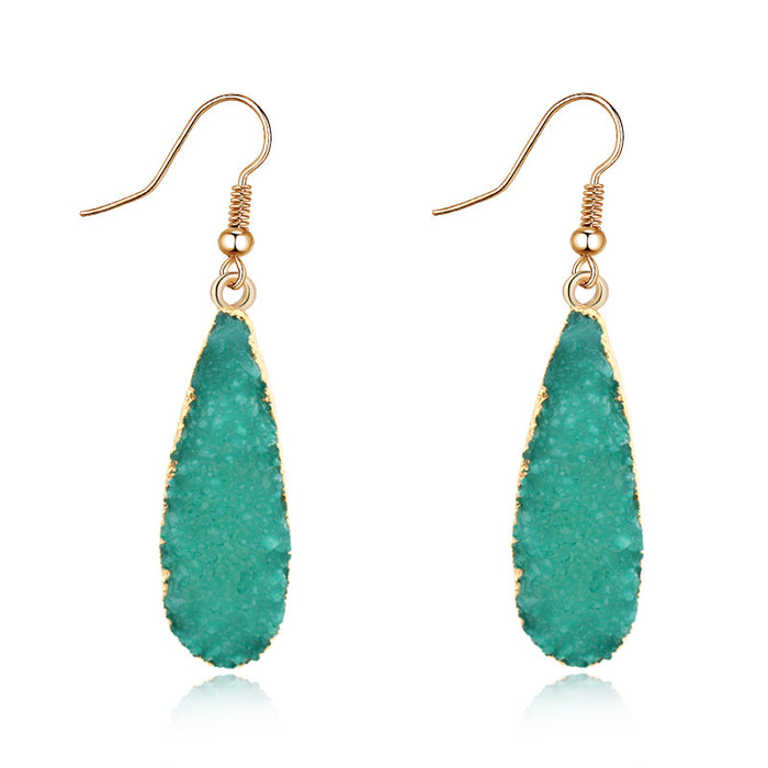 Gold Tone Long Teardrop Crystal Cluster Drop Earrings in Three Colors