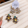 Copper Silver Pin Sparkling Zircon Round Flower Stud Earrings For Women Light Luxury Fashion Jewelry view 3