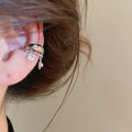 Sparkling Zircon Star Pendant Copper Clip-on Earrings Geometric Luxury Ear Cuff Style view 3
