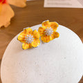 Alloy Floral Enamel Zircon Pearl Stud Earrings With Silver Posts, Fresh Pastoral Style view 2