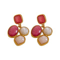 Irregular Geometric Resin Petal Stud Earrings With Silver Pins, Sweet Light Luxury Oval Design view 5