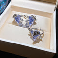 Copper Zircon Grape Heart Ring And Ear Cuff Jewelry Set, Light Luxury Sweet Style view 2