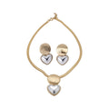 Old Money Style Copper Pearl Heart Geometric Pendant Stud Earrings Necklace Jewelry Set view 5