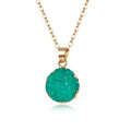 Gold Tone Round Crystal Cluster Pendant Necklaces in Six Color Options view 7