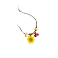 Pastoral Floral Preserved Flower Wood Bead Leather Cord Sweater Necklace view 5