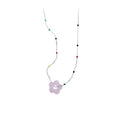Pastoral Glass Crystal Flower Pendant Necklace Sweet Dopamine Floral Collarbone Choker view 5