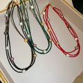 Artificial Crystal Freshwater Pearl Beaded Multi Layer Geometric Old Money Choker Necklace view 1