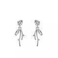 Elegant Zircon Star Stud Tassel Long Drop Silver Needle Five Point Star Fashion Statement Earrings view 5
