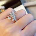 Single Side Bow Design Ring For Women With Wax Set Teardrop Sparkling Zircon Fairy Style Jewelry view 2