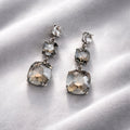 Elegant Luxury Square Zircon Crystal Dangle Drop Earrings With Silver Needle For Women Fashion Earrings view 3