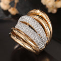 Two Tone Palace Style Electroplated Rhinestone Ring For Women, Heavy Luxury Single Jewelry view 5