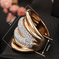 Two Tone Palace Style Electroplated Rhinestone Ring For Women, Heavy Luxury Single Jewelry view 4