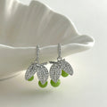 Copper Cherry Stud Earrings With Zircon Leaf Enamel, Minimalist Fashion OL Fruit Jewelry view 3