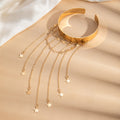 Gold Plated Wide Star Open Arm Cuff Smooth Single Layer Tassel Upper Arm Bracelet Starry Sky Chain view 3