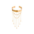 Gold Plated Wide Star Open Arm Cuff Smooth Single Layer Tassel Upper Arm Bracelet Starry Sky Chain view 5
