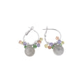 Summer Colorful Artificial Crystal Beaded Round Hoop Earrings, Fresh Forest Vacation Style view 5