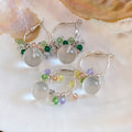 Summer Colorful Artificial Crystal Beaded Round Hoop Earrings, Fresh Forest Vacation Style view 4