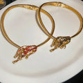 Old Money Alloy Enamel Cheetah Leopard Choker Necklace With Statement Animal Design view 4