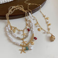 Vacation Style Faux Pearl Beaded Shell Starfish Geometric Choker Necklace view 4