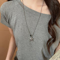 Korean Sweet Cool Alloy Star And Round Stone Pendant Collarbone Sweater Necklace view 3
