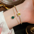 Sparkling Zircon Teardrop Copper Bangle, Elegant Square Court Style Light Luxury Bracelet view 3